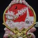 Christmas Table Decor Musical Here Comes Santa Lighted Red Drum Santa Claus