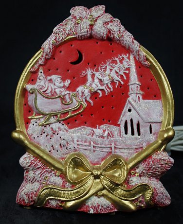 Christmas Table Decor Musical Here Comes Santa Lighted Red Drum Santa Claus