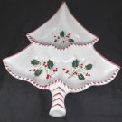 Ceramic Christmas Tree Hand Painted Italian Made Divided Dish