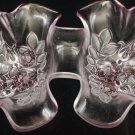 Mikasa Crystal Rosella Pink Frosted Flowers Dual Serving Bowl Retired