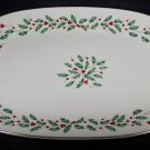 Lenox Holiday Dimension Oblong Christmas Serving Platter Holly Berries 16" X 11"