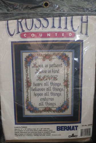 Bernat Counted Cross Stitch Love is Patient #25005