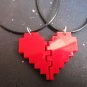 8 Bit Pixel Heart Friendship Necklace Red Video Game Girl Gamer Cute BFF 4 Ever