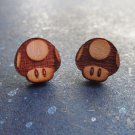 Tiny Super Mario Inspired Mushroom Power Up Stud Earrings 1 Up SMB USA Handmade