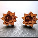 Super Mario Bros Inspired Bob-Omb Cherry Wood Stud Earrings SMB Power Up Bomb