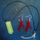 Xenogears Inspired Jewelry Set, Earrings & Necklace, X Logo & Memory Cube, Game