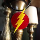 The Flash ~ Lightning Symbol Yellow Bolt on Red Circle Pendant Necklace DC Comic
