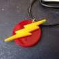 The Flash ~ Lightning Symbol Yellow Bolt on Red Circle Pendant Necklace DC Comic