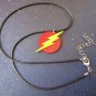 The Flash ~ Lightning Symbol Yellow Bolt on Red Circle Pendant Necklace DC Comic