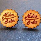 Fall Out - Nuka Cola Bottle Cap Shaped Laser Engraved Cherry Wood Stud Earrings