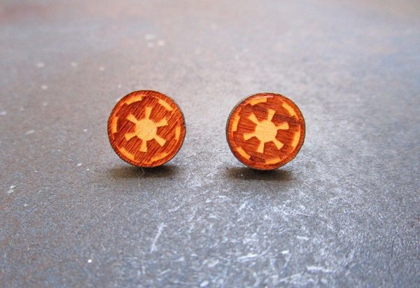 Star Wars Galactic Imperial Cog Crest Inspired Stud Earrings Empire Dark Side