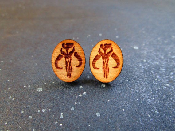 Star Wars Mythosaur Skull Stud Earrings Made of Laser Cut Cherry Wood
