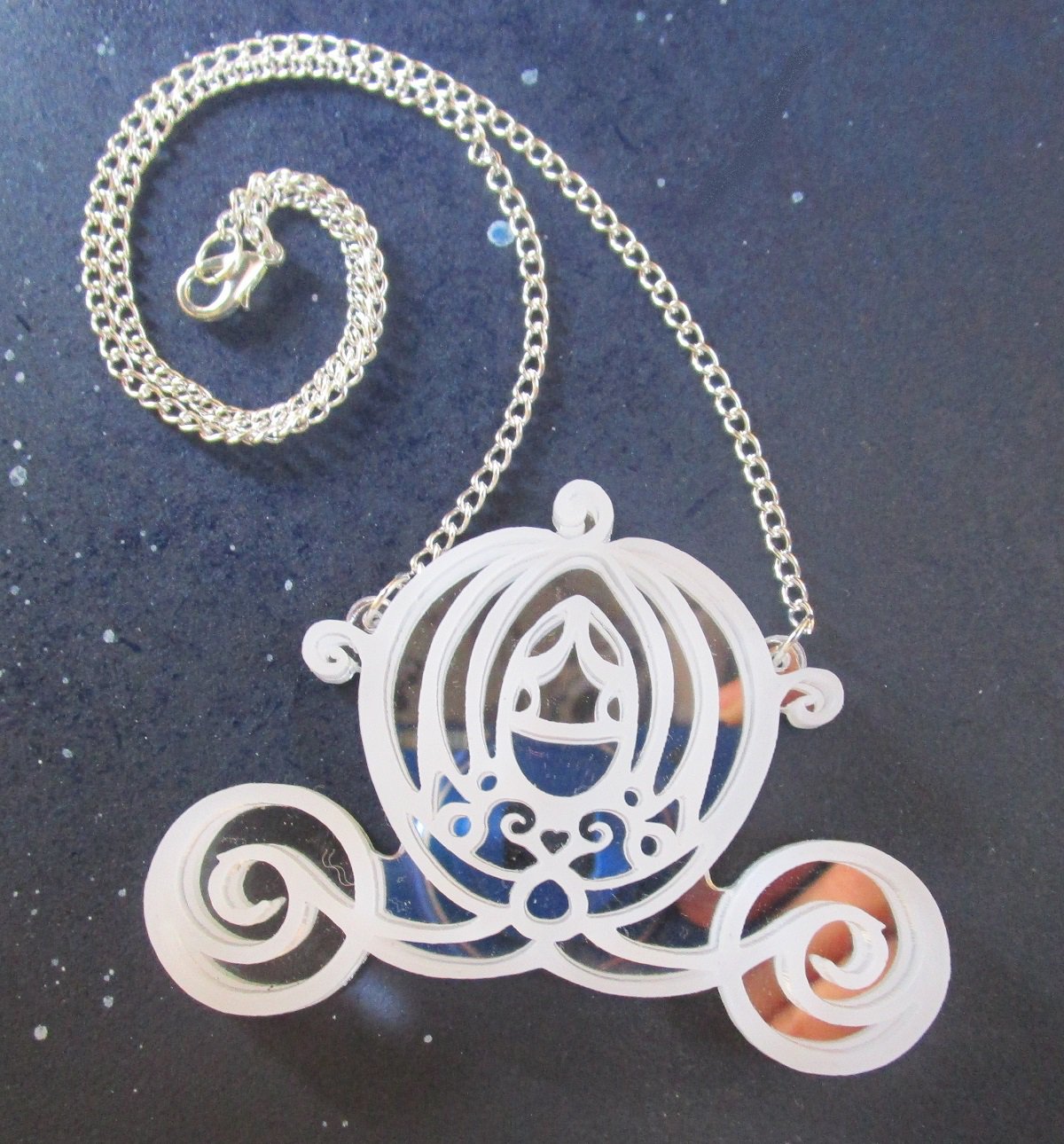 Cinderella's Carriage Pendant Necklace Pumpkin Coach Choice Silver