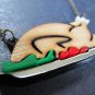 Holiday Turkey Dinner Necklace Acrylic and Cherry Wood Thanksgiving / Christmas