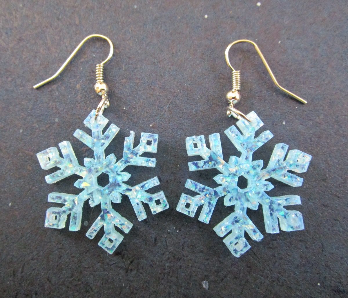 Frozen Snowflake Crystal Earrings in  Glitter Blue or Frosty White