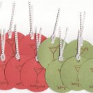Set of 12 "Holiday Cheer" Gift or Hang Tags - Martini Glass with Candy Cane