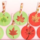 Set of 7 Orange and Green Autumn Fall Leaves Gift or Hang Tags