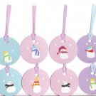 Set of 12 Blue, Pink, and Purple Bling Cardstock Snowmen Gift or Hang Tags