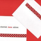 "Cherish Love Adore" Valentines Day Card with Ribbon and Matching Envelope