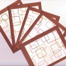 Set of 5 Brown Geo Retro Glitter Squares Cards with Envlopes
