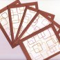Set of 5 Brown Geo Retro Glitter Squares Cards with Envlopes