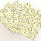 Set of 5 Yellow, Brown, and Blue Paisley Note Cards