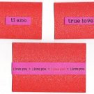 Set of 3 Dimensional Pink and Red Glitter Cardstock Valentines Day Cards