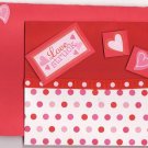 Pink and Red Love Struck Dimensional Glitter Heart Card with Matching Envelope