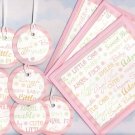 Pink Glittered Baby Gift Set: 3 Cards with Envelopes, 7 Gift or Hang Tags