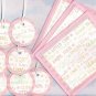 Pink Glittered Baby Gift Set: 3 Cards with Envelopes, 7 Gift or Hang Tags