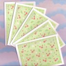 Set of 5 Falling Cherries Glittered Cards with Envelopes