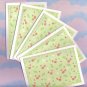 Set of 5 Falling Cherries Glittered Cards with Envelopes