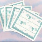 Set of 4 Baby Boy "Onesies and Blankets, and Diapers, Oh My!" Cards with Envelopes