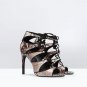 ZARA HIGH HEEL SNAKE PRINT LEATHER LACE UP SANDAL ANKLE BOOT BNWT