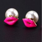 Sexy small mei red lip earrings accessories