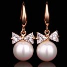 Bowknot pearl diamond earrings