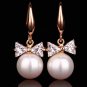 Bowknot pearl diamond earrings