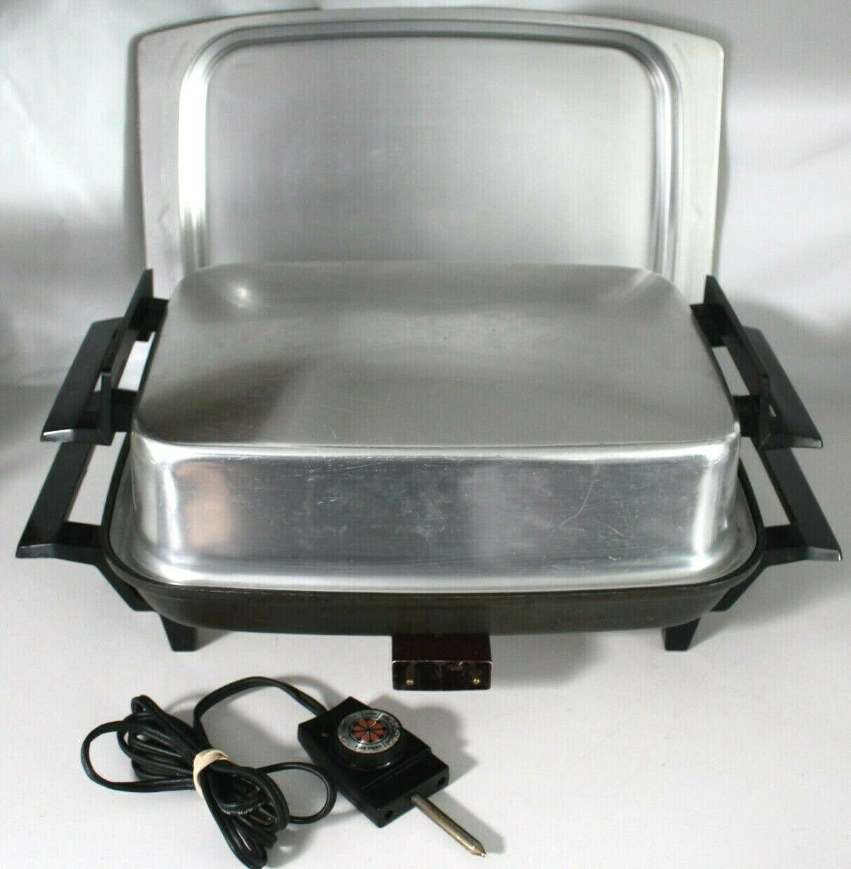 Vtg Miracle Maid Lectro Maid Large Electric Skillet 3669 w Warming Serving Tray
