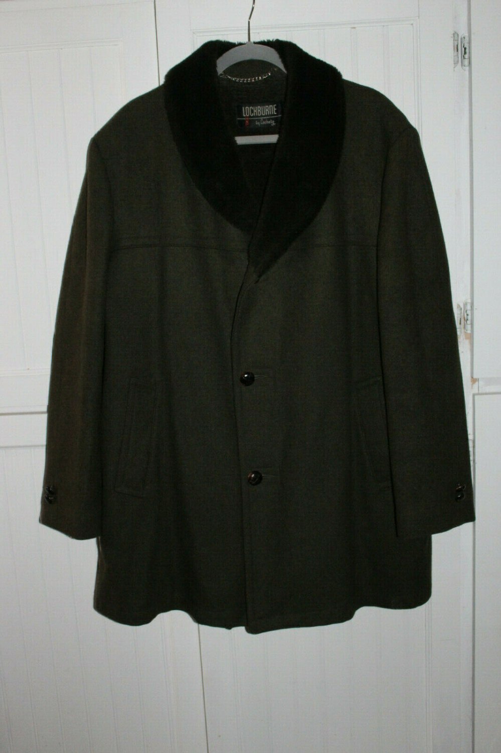 Vtg Lockburne Locketz Men Winter Coat Alpaca Collar Classic 50s 60s Style 44R
