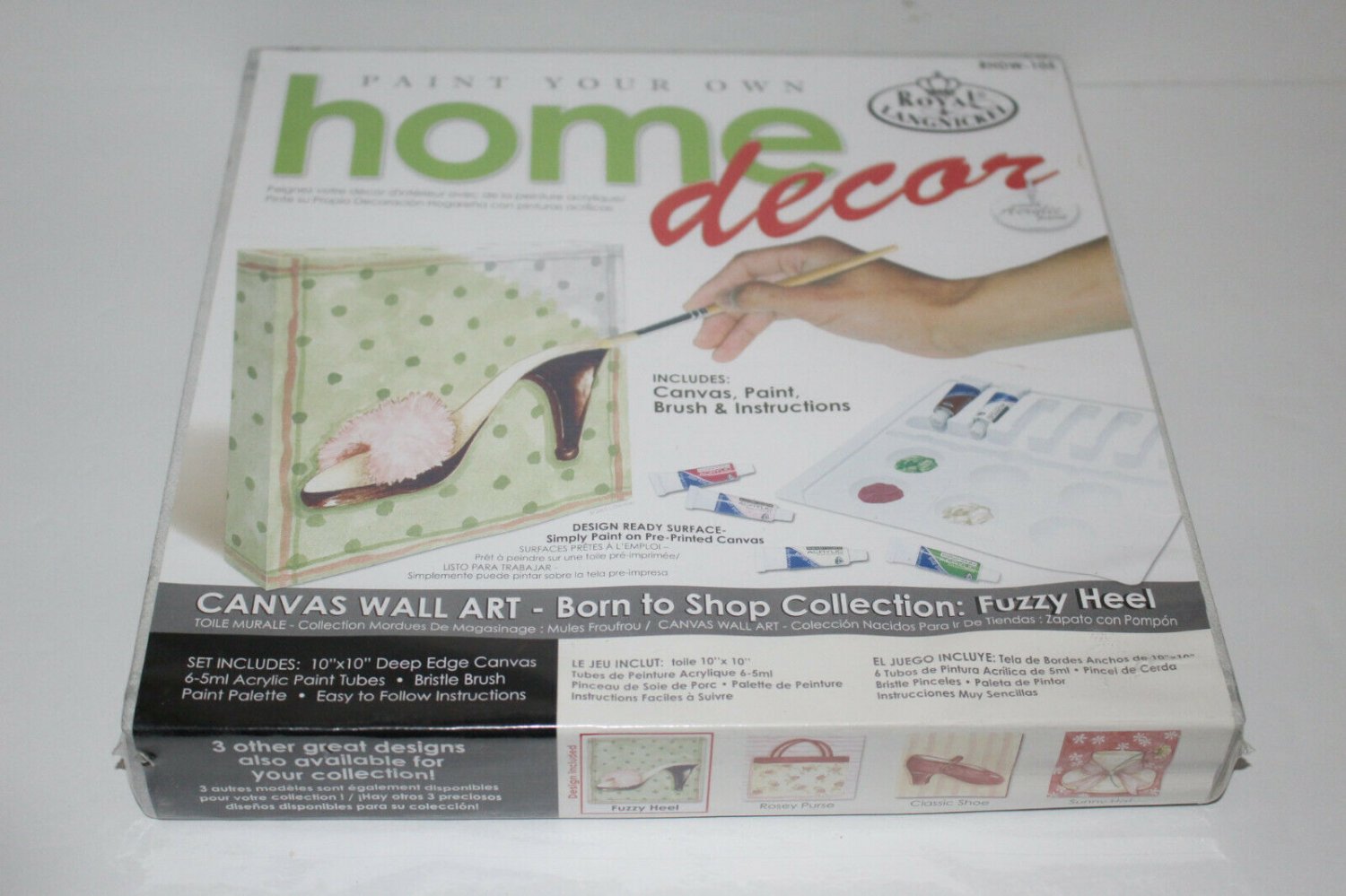 Fuzzy Heel Shoe Paint Your Own Home Decor Painting Canvas DIY Craft Kit New