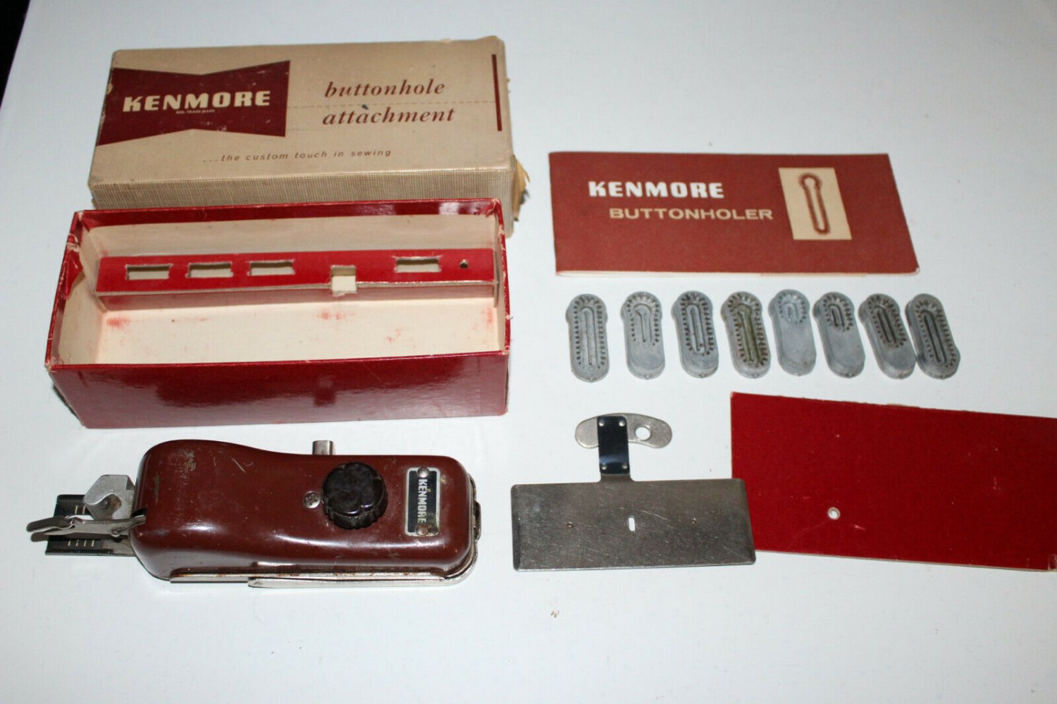 Sears Kenmore Buttonholer Sewing Machine Attachment w 8 Cams Top Clamp Vintage