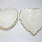 Vtg Ceramic Heart Shaped Ring Holder and Trinket Box Embossed Roses w Gold Trim