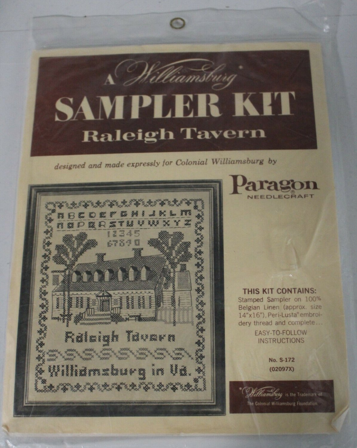 Vtg Colonial Williamsburg VA Cross Stitch Sampler Kit Raleigh Tavern