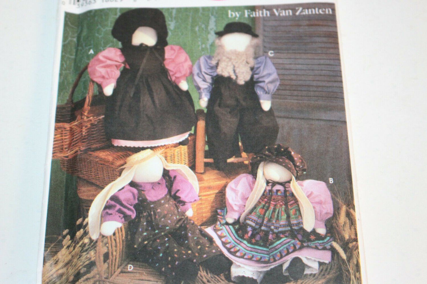 Simplicity 9563 Plush Doll Pattern with Clothes Old fashioned Girl Boy or Bunny