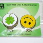 Set of 2 Golf Ball Markers with Magnetic Hat Clips Lucky Clover and Smile Face