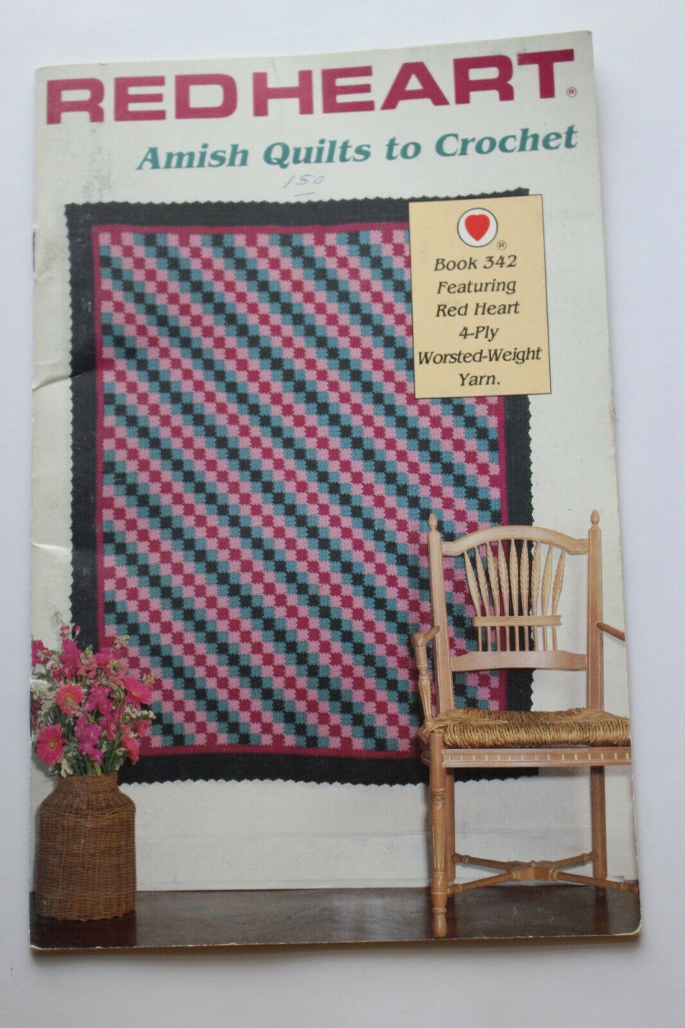 Afghan Pattern Book Red Heart Amish Quilts to Crochet
