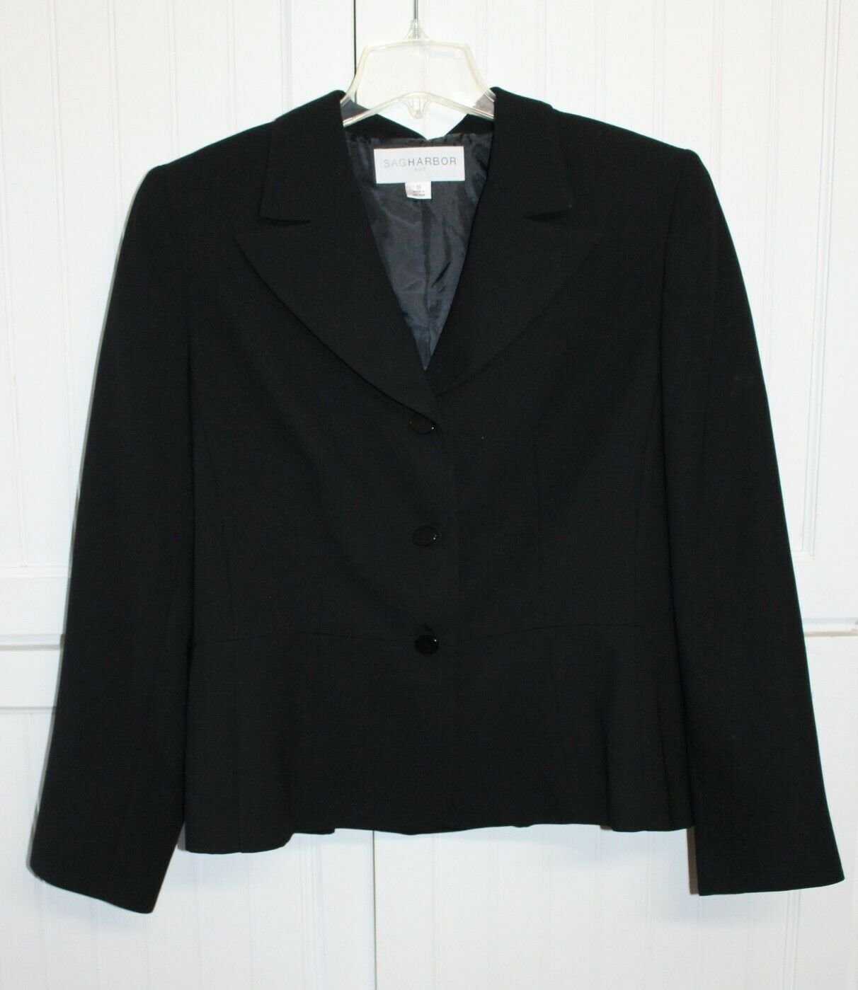 Sag Harbor Womens Suit Jacket Blazer Black Long Sleeve Sz 18