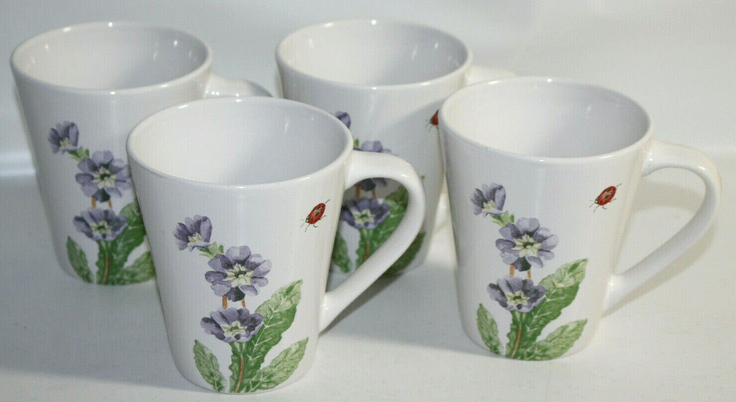 Corelle Coordinates Stoneware Mugs Cups Camellia Floral Ladybug