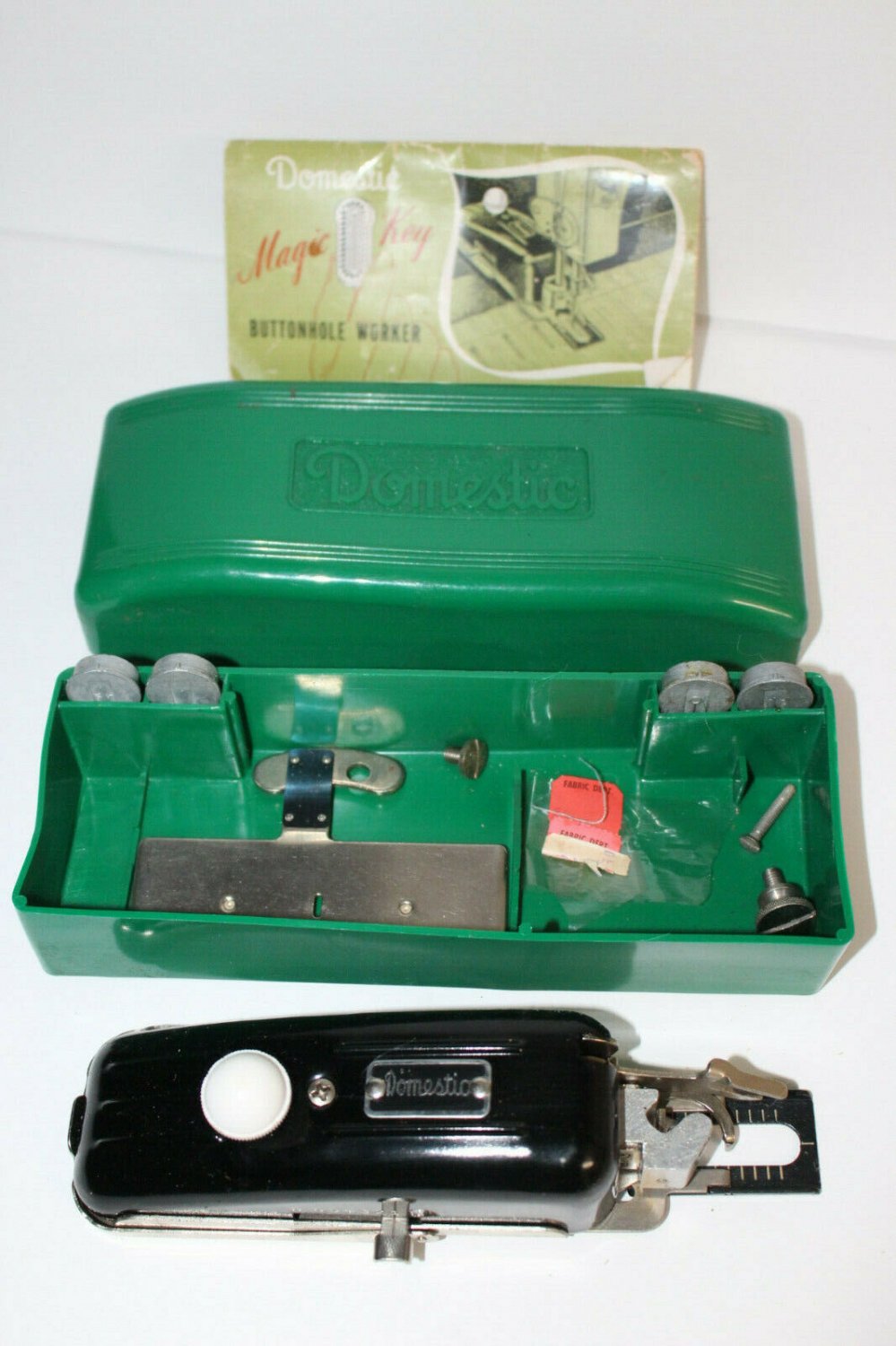 Vintage Domestic Magic Key Buttonhole Worker Buttonholer Attachment Complete