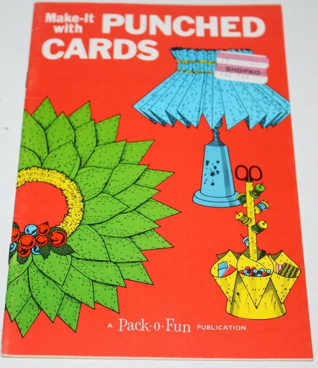 Vtg Pack-O-Fun Make it With Punched Cards Craft Booklet Lamp Shade Basket Frames